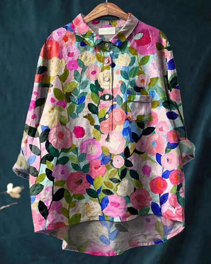 Lila - Bluse med blomsterprint