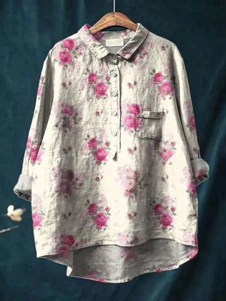 Lila - Bluse med blomsterprint