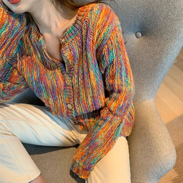 Landree™ | Pull en maille câblée vibrante multicolore