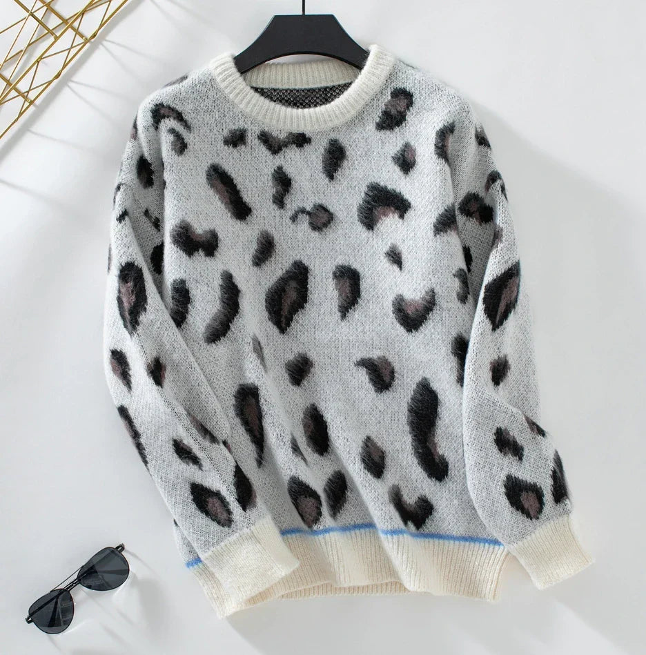 Lindegaard™ | Pullover i jacquard uld med leopardprint