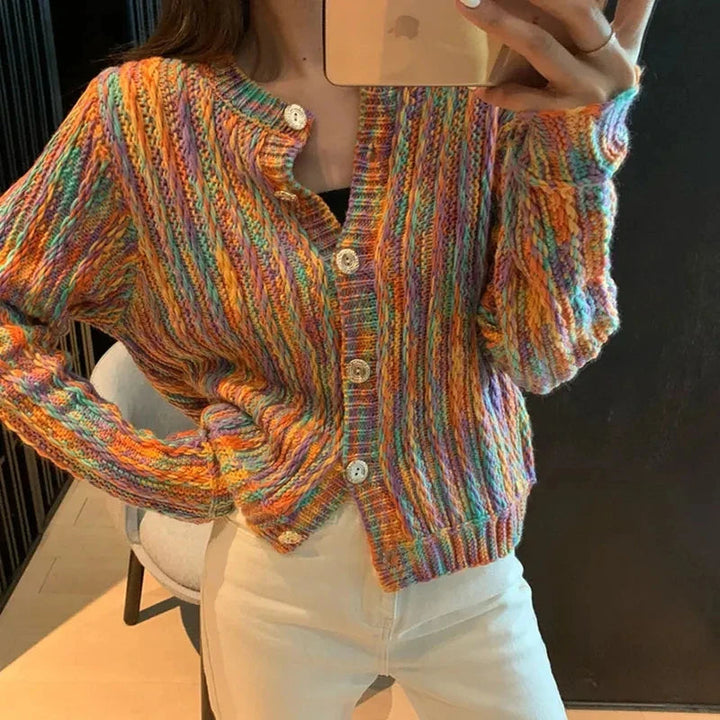 Landree™ | Pull en maille câblée vibrante multicolore